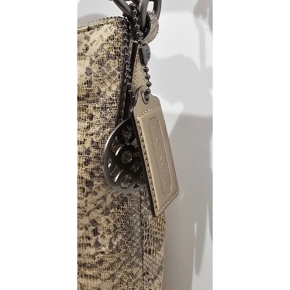 Coach Leather Kristin Shoulder Bag Python Embossed Neutral Snake Hobo Purse - Picture 9 of 16